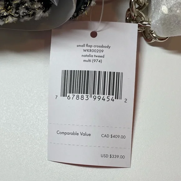 Kate Spade Flap Clasp Black and Gold Natalia Tweed Boucle Crossbody Bag Purse - Picture 8 of 10